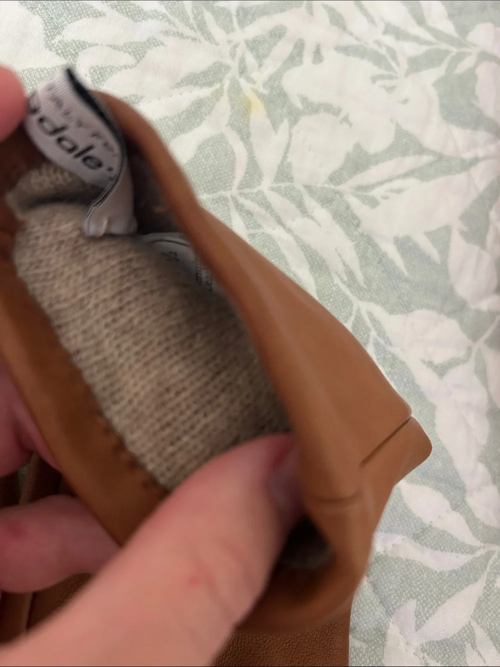 Bloomingdale's Camel Brown Women's Leather-Trim Gloves